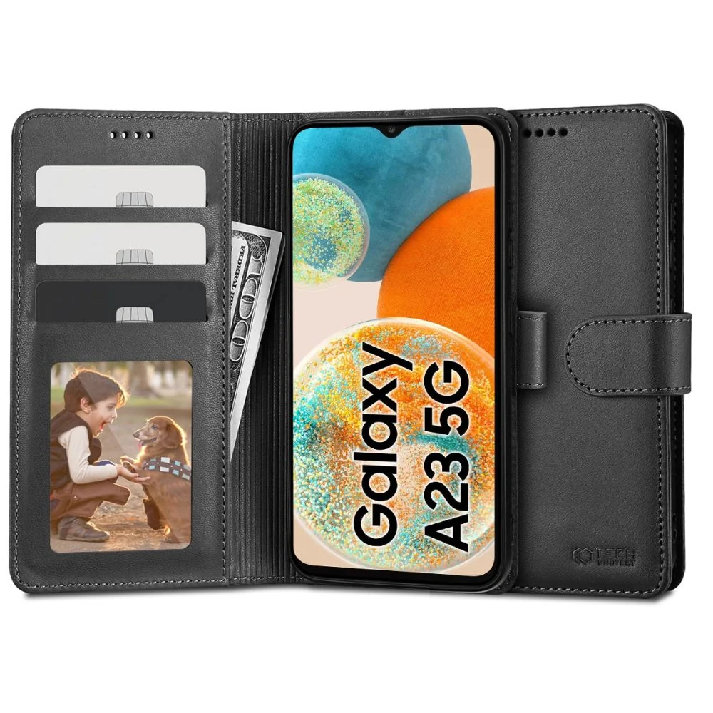 Tech-Protect Wallet knižkové puzdro na Samsung Galaxy A23 5G, čierne 