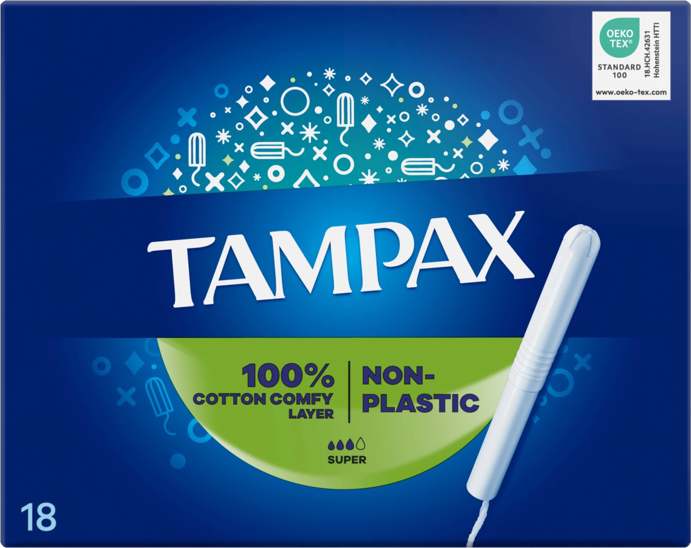 Tampax NON-PLASTIC Super 18ks