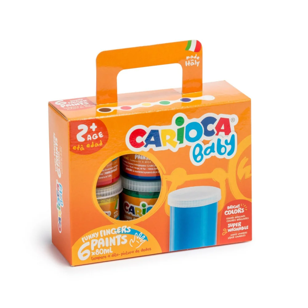 Prstové farby Baby Carioca 80ml 6 ks-CARIOCA