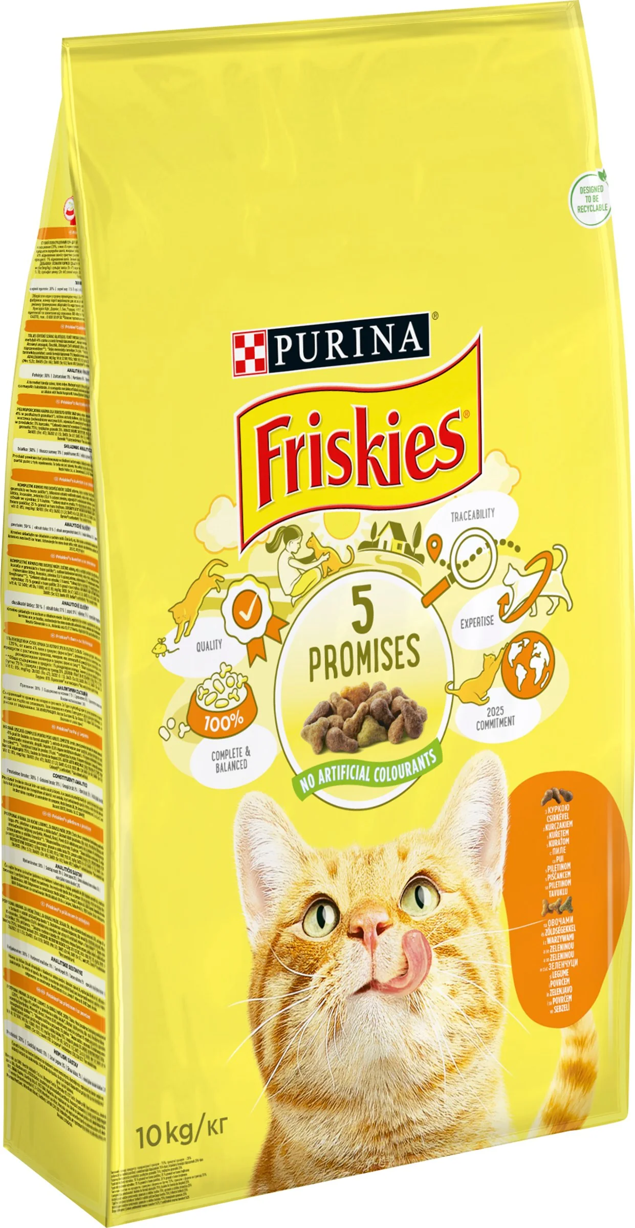 FRISKIES GM 10kg s kuraťom a pridanou zeleninou 1×10 kg, kompletné krmivo pre dospelé mačky