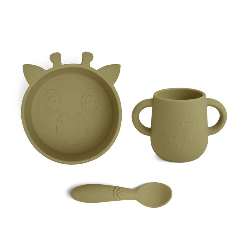 NUUROO - Ebba Silikonový jedálenský set Olive Green 