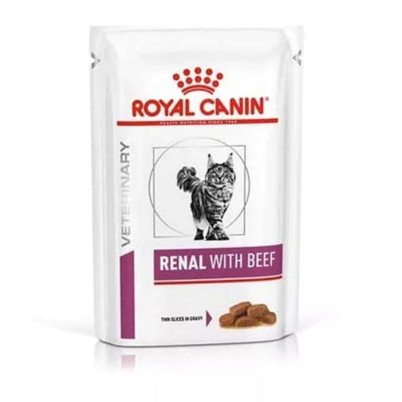 ROYAL CANIN VHN CAT RENAL BEEF kapsička 85g vlhké krmivo pre mačky s hovädzím mäsom pre mačky pri chronickom ochorení obličiek 