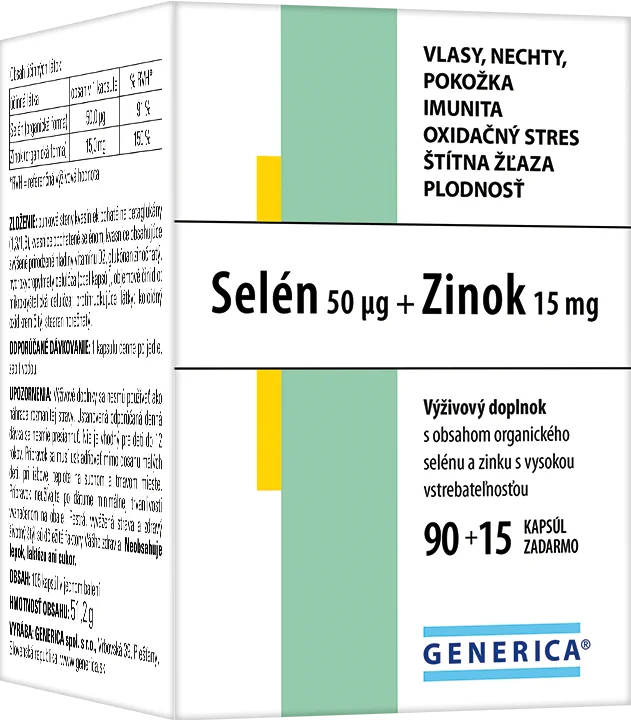 GENERICA Selén 50 μg + Zinok 15 mg