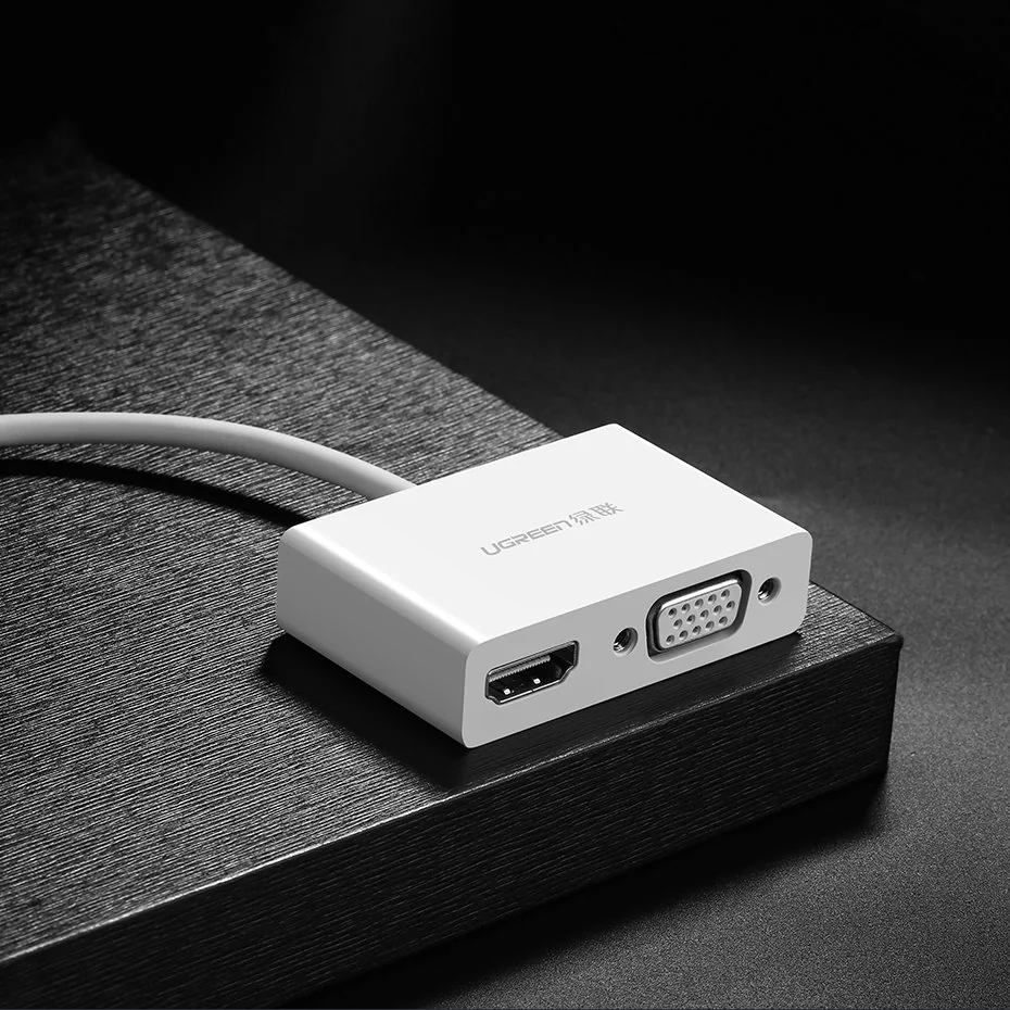 Ugreen MM123 adaptér USB-C - HDMI / VGA, biely 