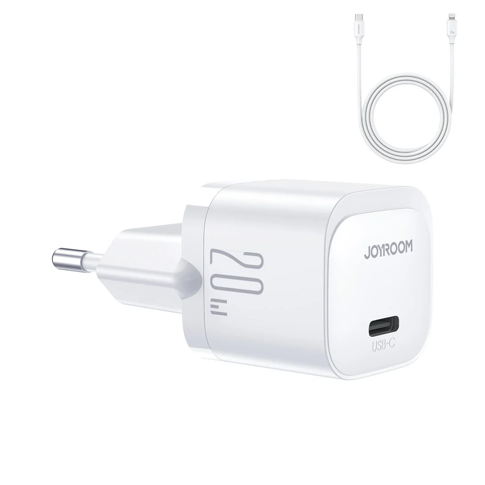 Joyroom JR-TCF02 sieťová nabíjačka 20W + kábel USB-C / Lightning, biel a