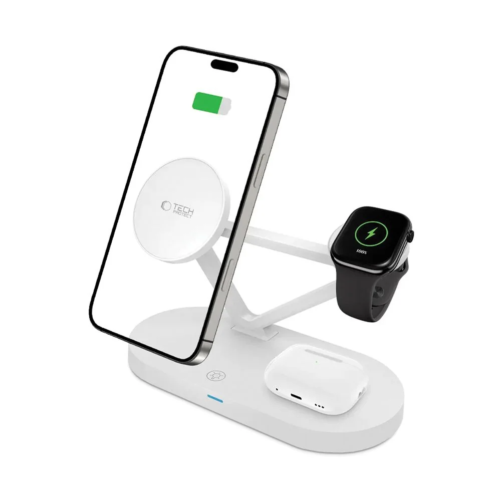 Tech-Protect A41 3in1 nabíjačka na mobil / Apple Watch / AirPods 15W, biela