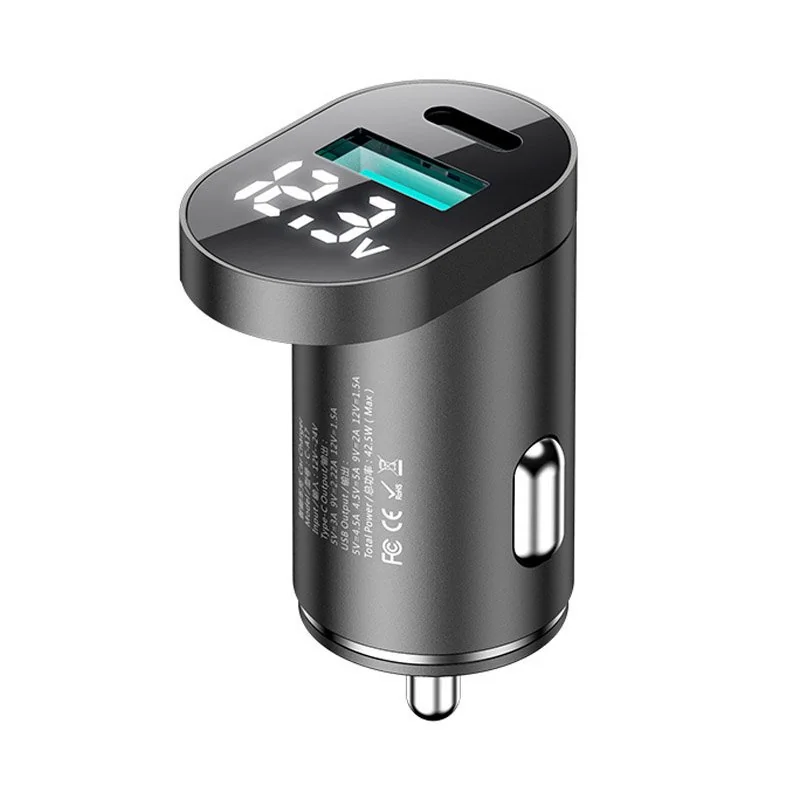 Joyroom C-A17 autonabíjačka USB / USB-C 42.5W QC PD, strieborná 