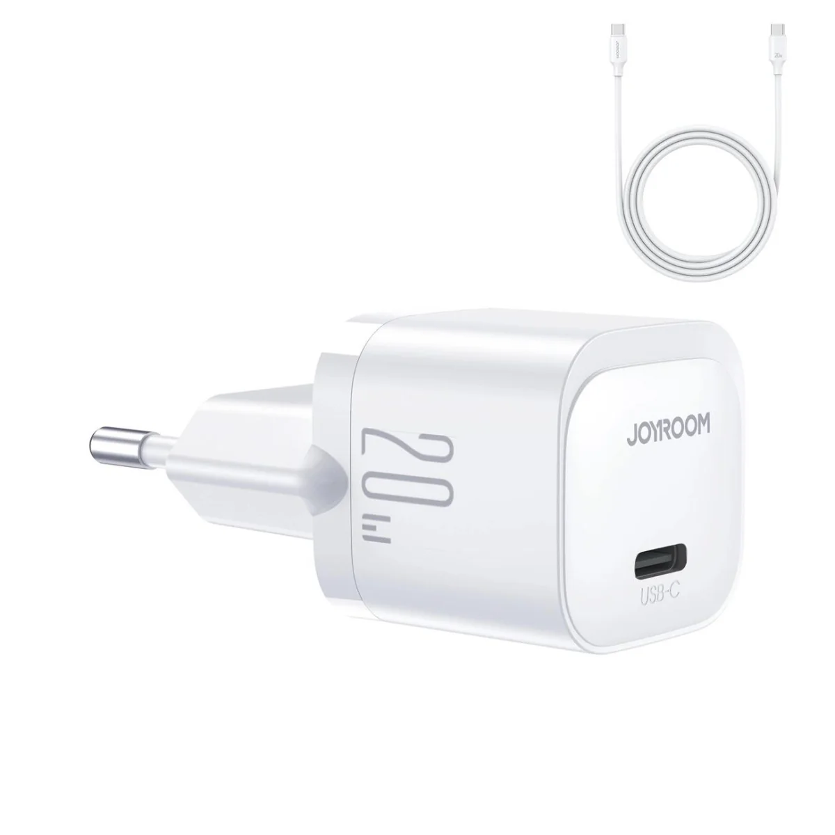 Joyroom JR-TCF02 sieťová nabíjačka USB-C 20W + kábel USB-C, biela 