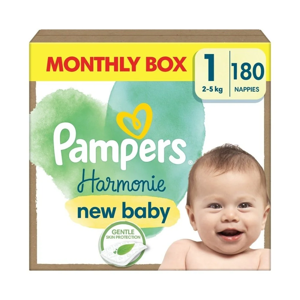 PAMPERS HARMONIE BABY PLIENKY V.1 2-5KG 180KS 1×180 ks, plienky vo veľkosti 1