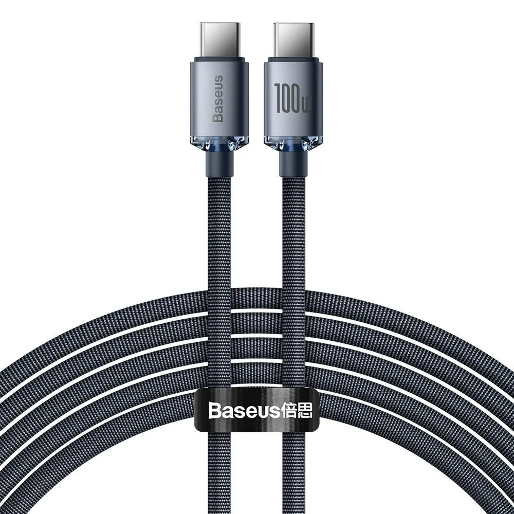 Baseus Crystal Shine kábel USB-C / USB-C 5A 100W 2m, čierny