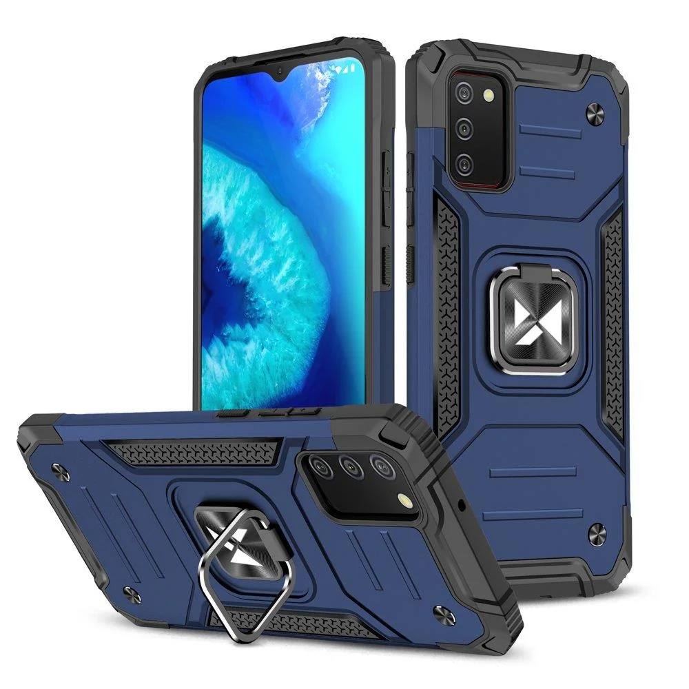 MG Ring Armor plastový kryt na Samsung Galaxy A03s, modrý 