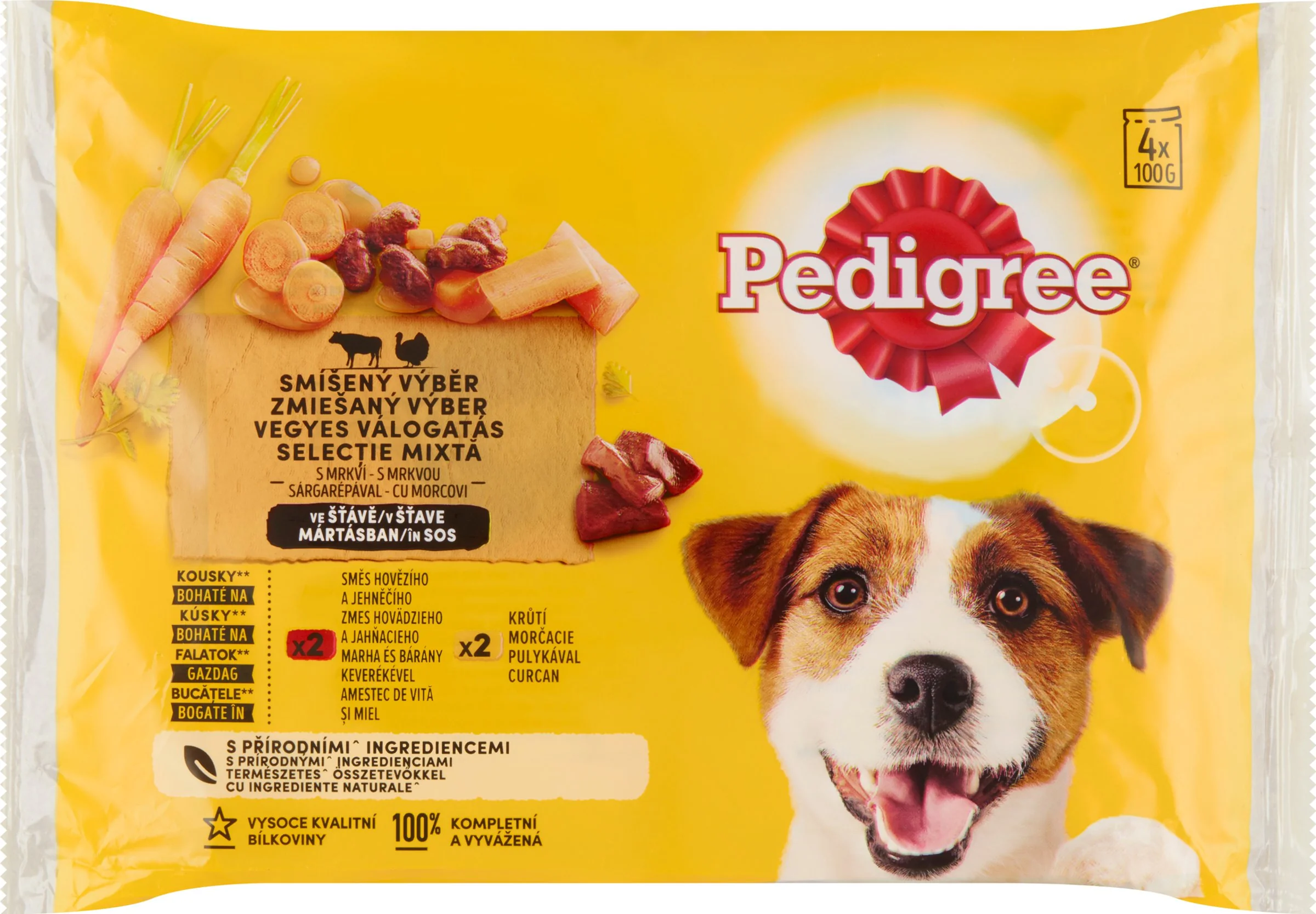 PEDIGREE Kapsička s hovädzím, jahňacím a močacím v šťave 4pack