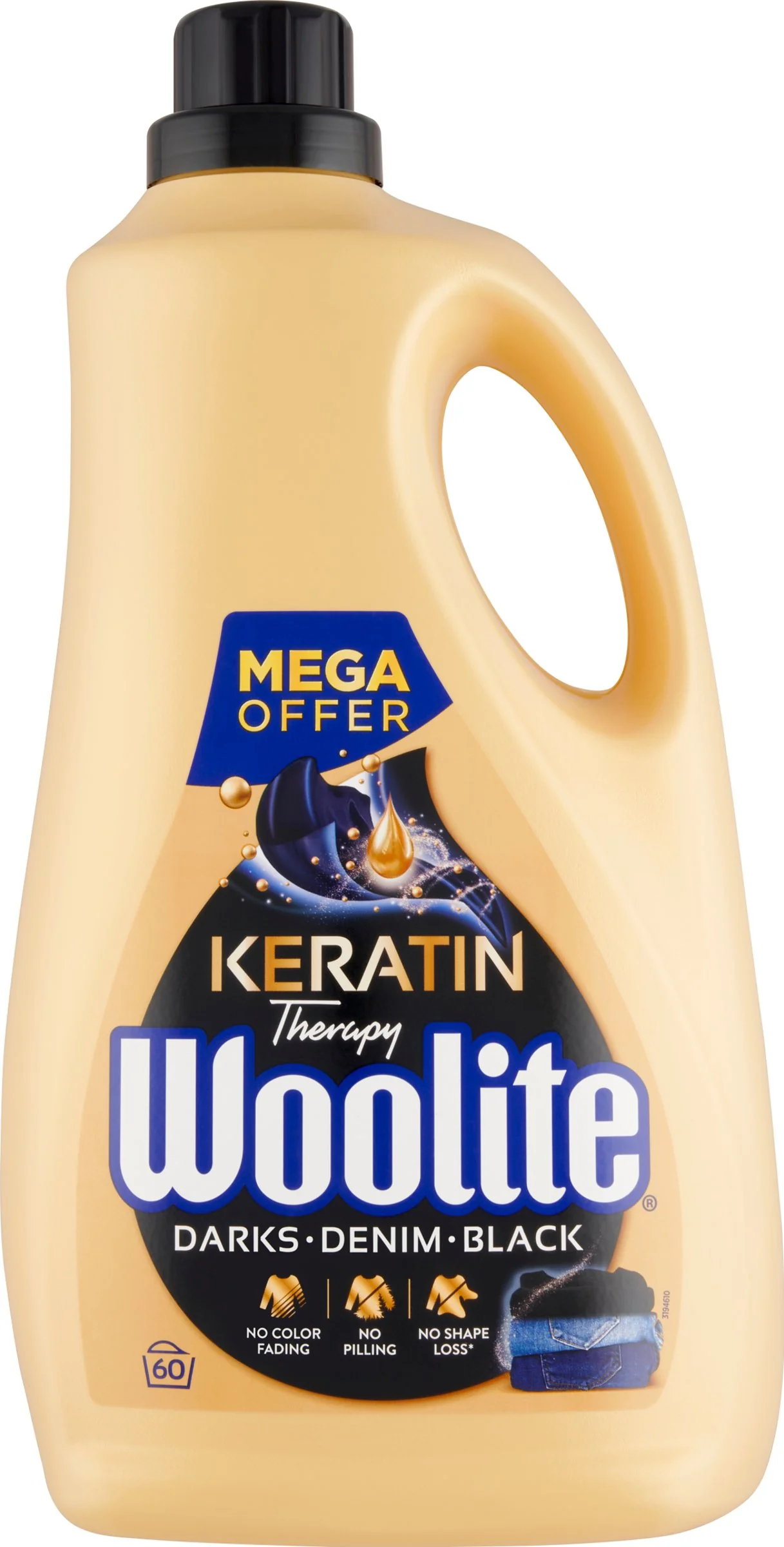 Woolite na čiernú a tmavú bielizeň s keratínom pracích dávok 1×3600 ml, prací gél