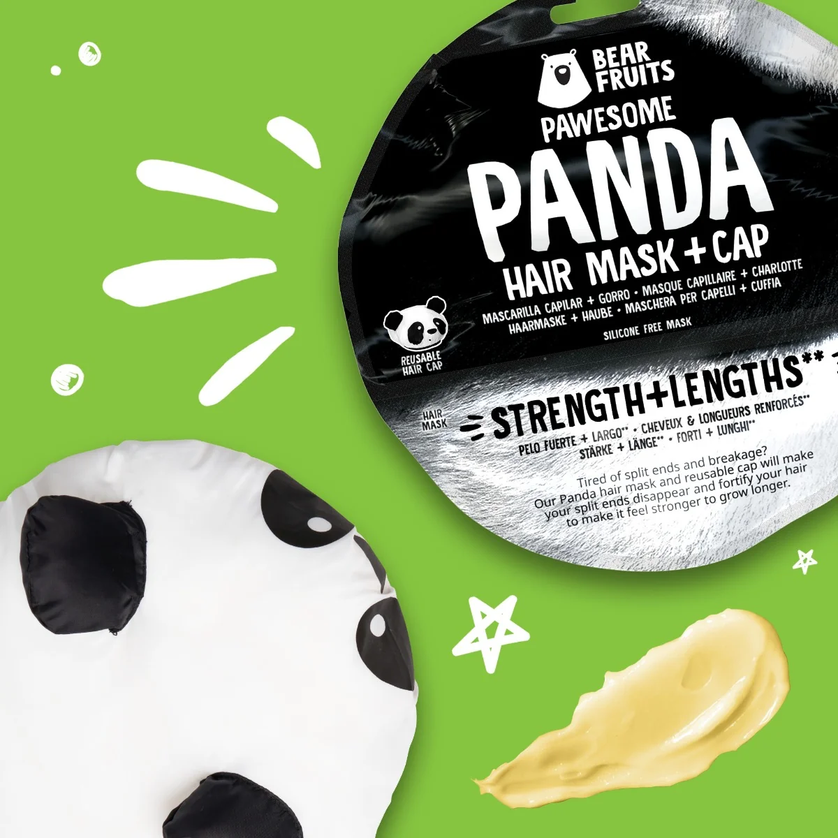 Bear Fruits Panda Maska Na Vlasy, Posilňujúca + Na Dlhé Vlasy, 20 ml 1×20 ml, regeneračná maska na vlasy