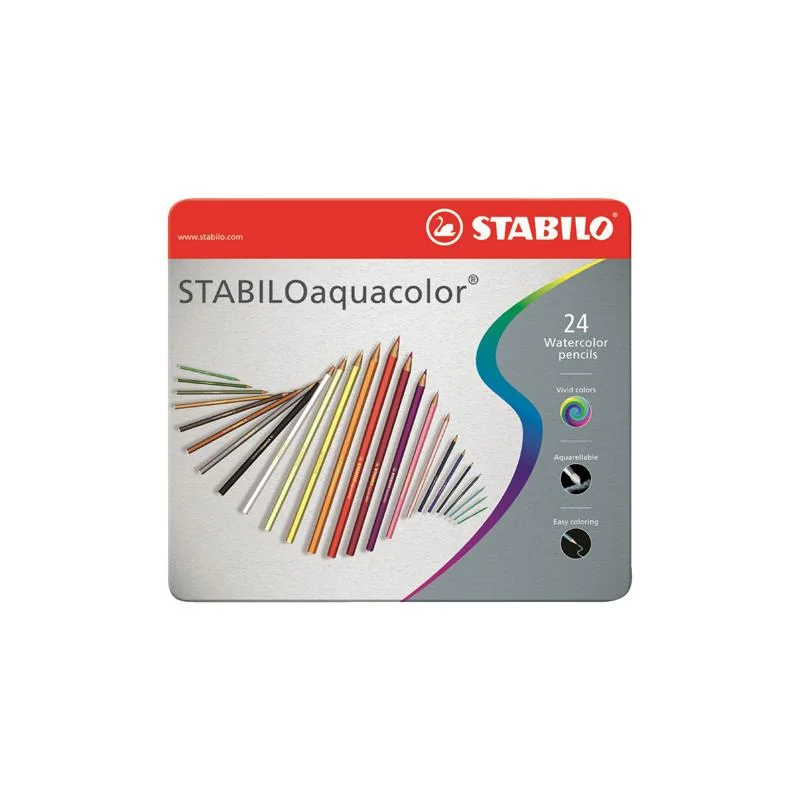 STABILO - Pastelky aquacolor, metal box 24 ks