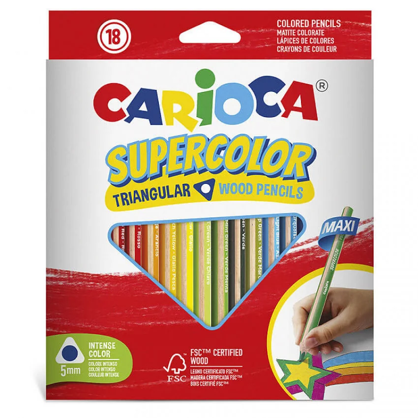 Farbičky SUPERCOLOR MAXI trojhranné, nelámavé 18ks-CARIOCA 