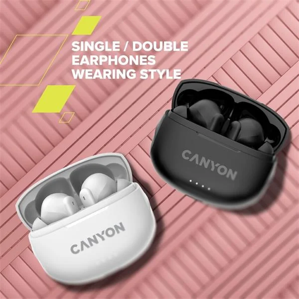 Canyon TWS-8, True Wireless Bluetooth slúchadlá do uší, nabíjacia stanica v kazete, biele 1×1 ks, slúchadlá