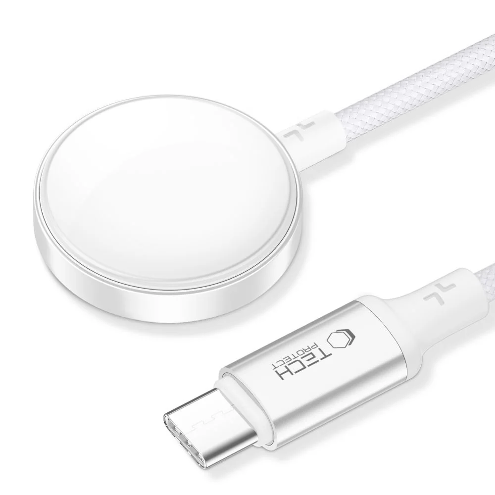 Tech-Protect MC02 magnetická nabíjačka na Apple Watch USB-C 1m, biela 