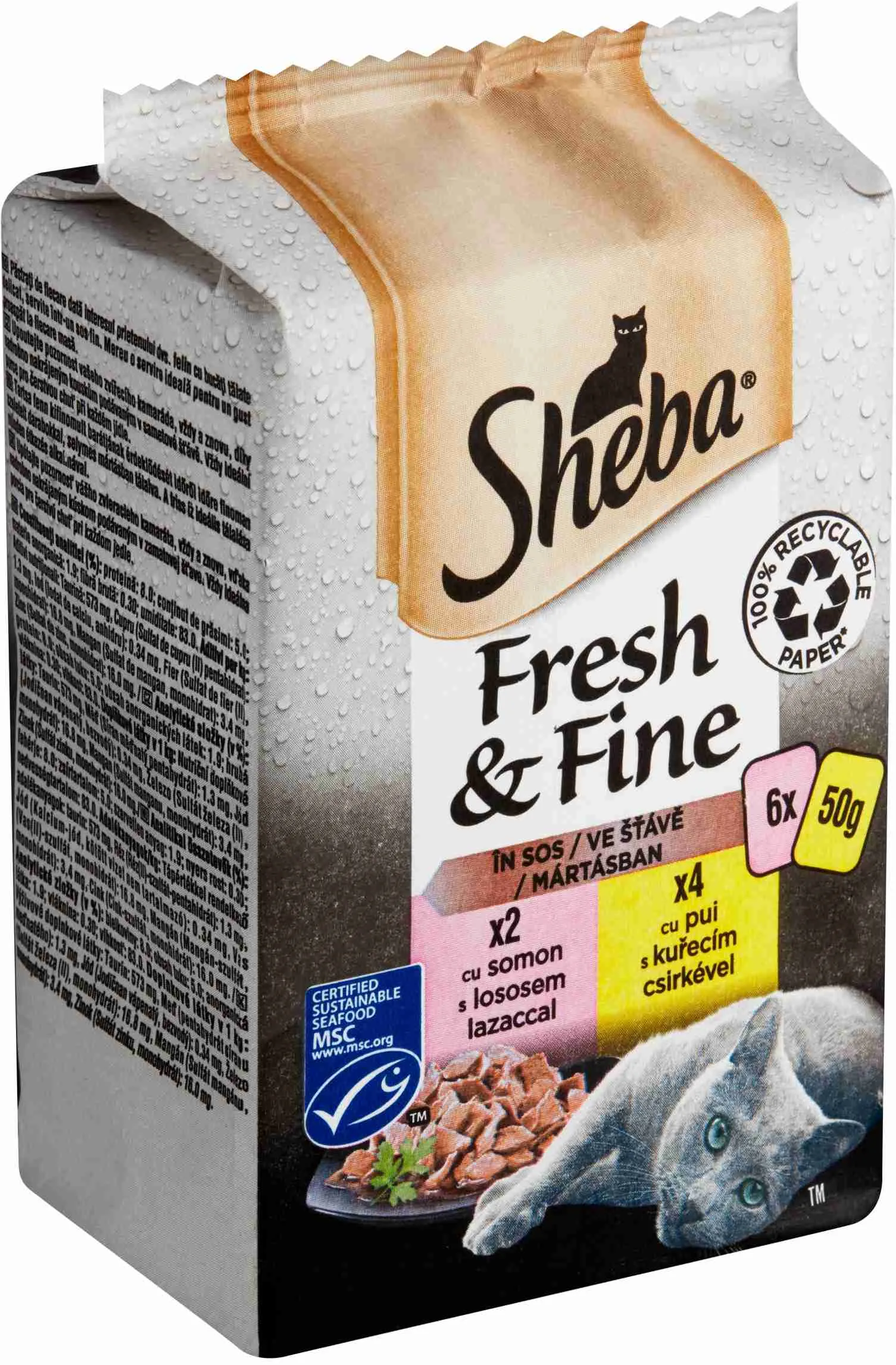 Sheba Kapsička Fresh&Fine Mix Kura A Losos 6x50g 6×50 g