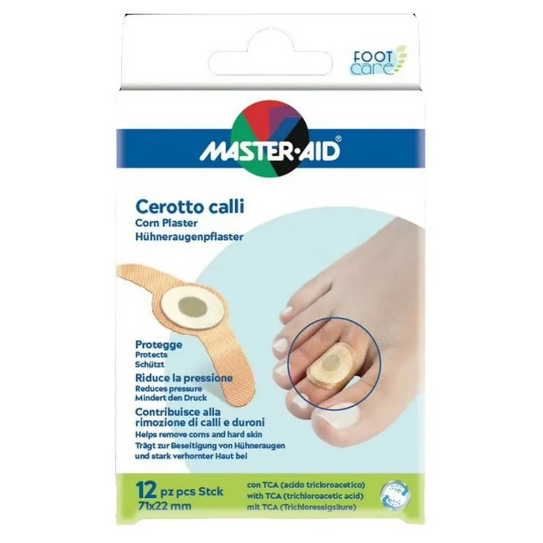 MASTER-AID náplasť na kurie oká a zrohovatenú kožu 71x22mm 12ks