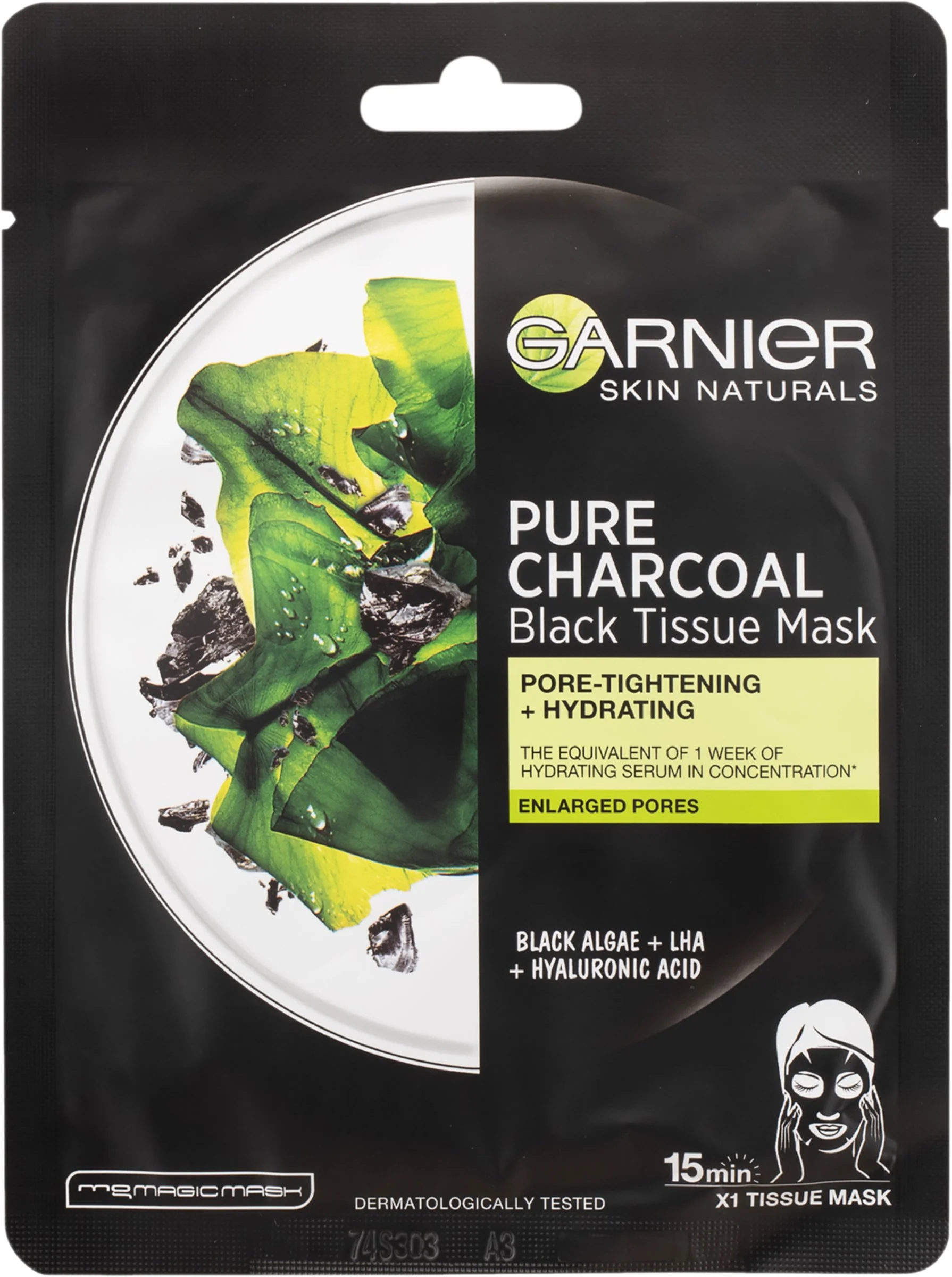 GARNIER Skin Black Mask PURE CHARCOAL Čierne riasy