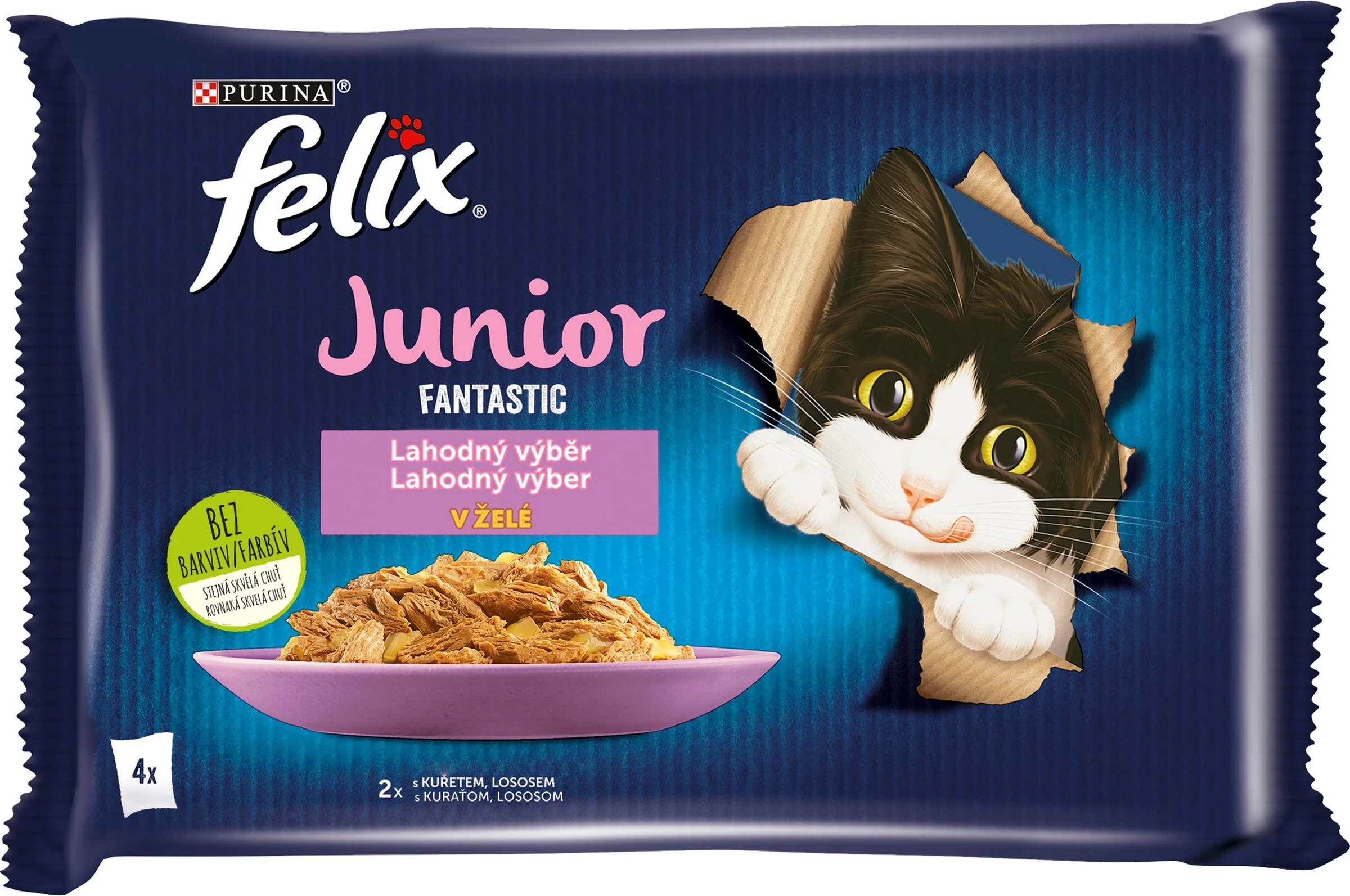 FELIX Fantastic JUNIOR Multipack 12(4x85g) - kura/losos v želé