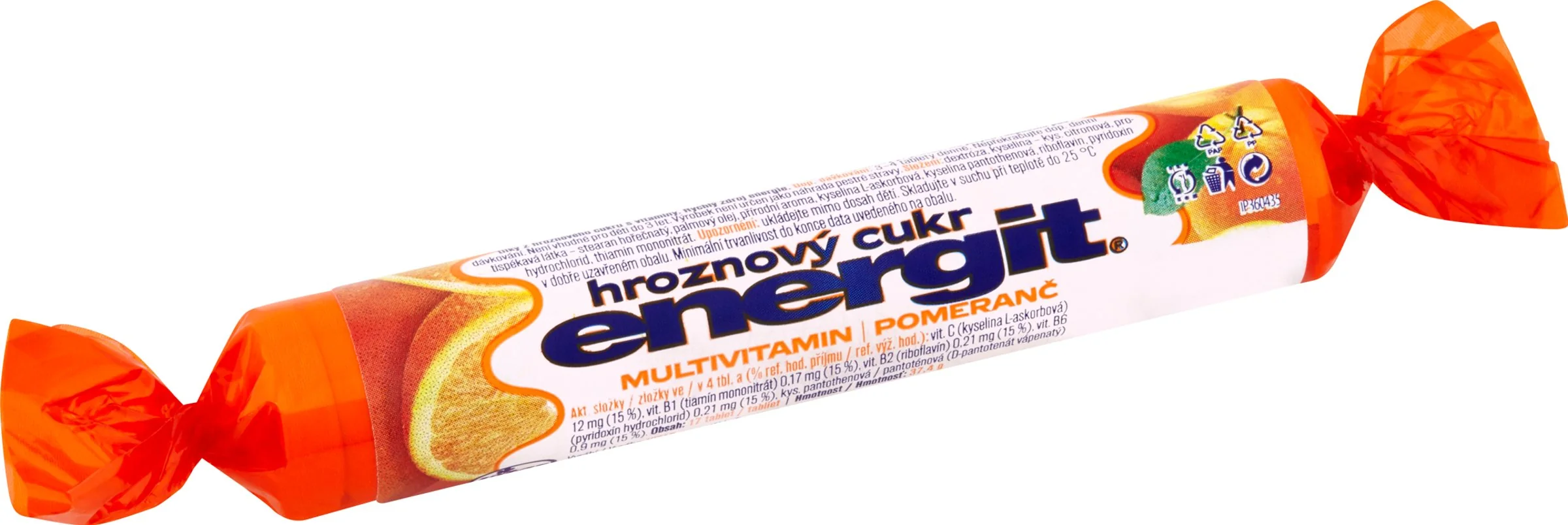 Energit hroznový cukor MULTIVITAMÍN - POMARANČ 1×17 ks (37,4 g), pastilky