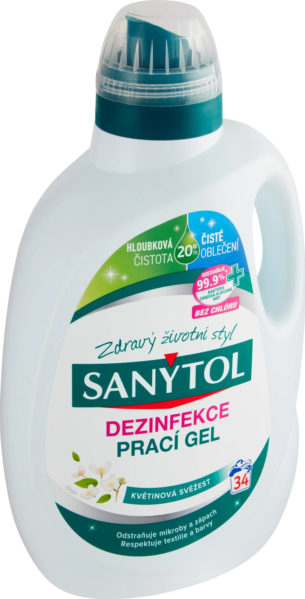 Sanytol dezinfekčný prací gél kvety 34PD 1×1700 ml, dezinfekčný prací gél