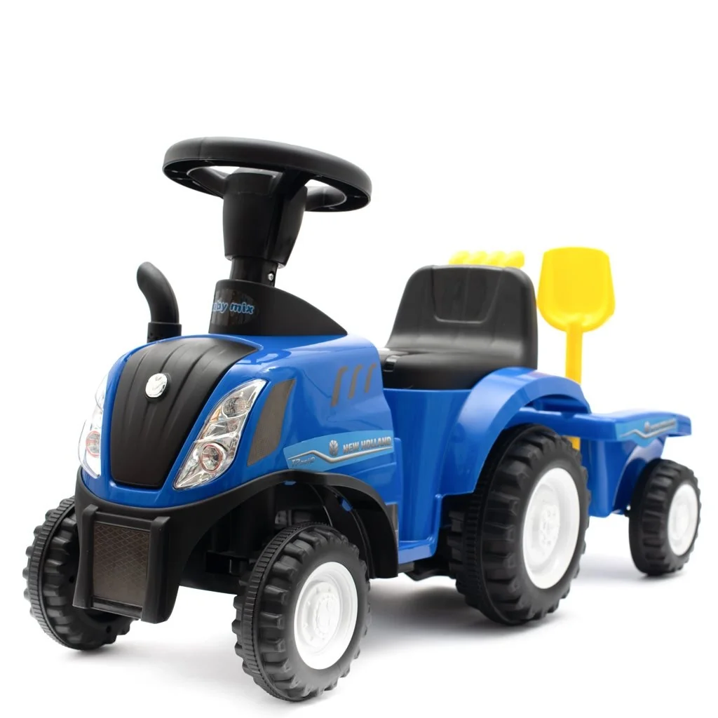 Detské odrážadlo traktor s vlečkou a náradim Baby Mix New Holland modrý , 20C45784