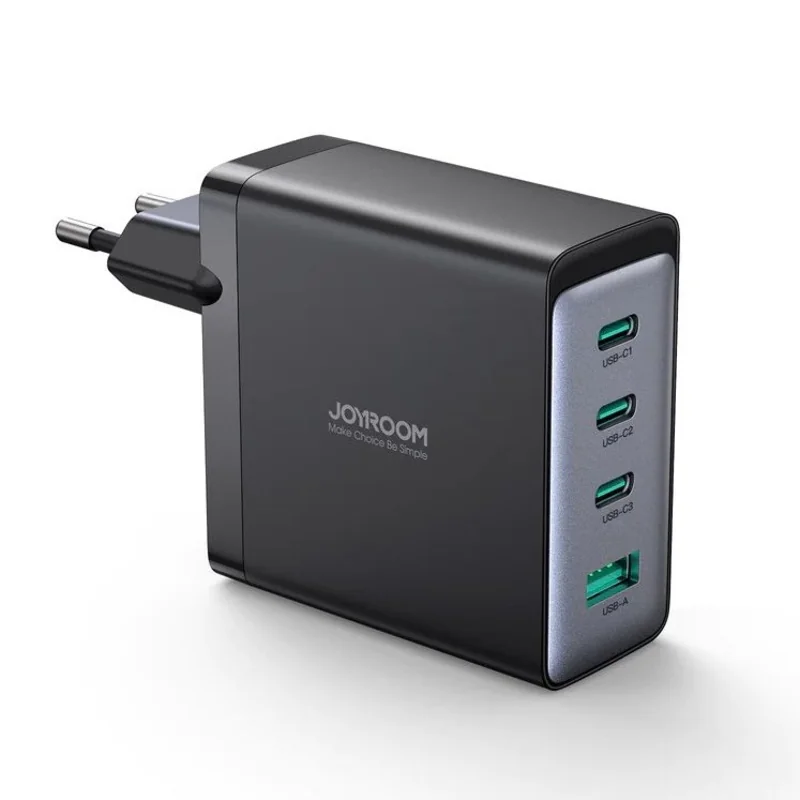 Joyroom JR-TCG04EU GaN sieťová nabíjačka USB / 3x USB-C 100W + kábel U SB-C, čierna