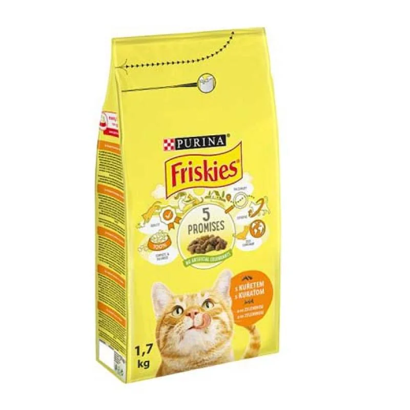 FRISKIES Kura a Zelenina 1,7kg granule pre mačky