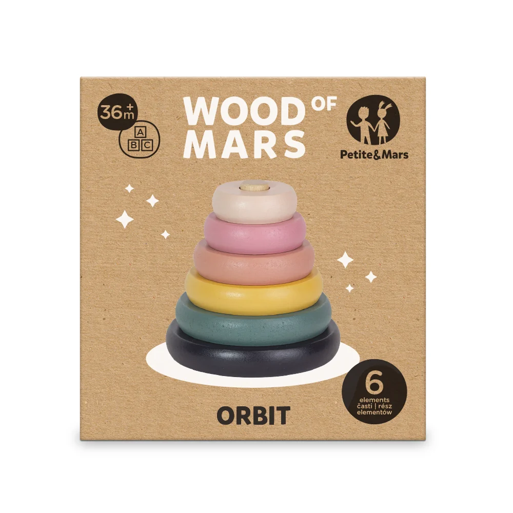 PETITE&MARS Hračka drevená skladacia Orbit Wood of Mars 36m+ 1×1 ks, drevená hračka