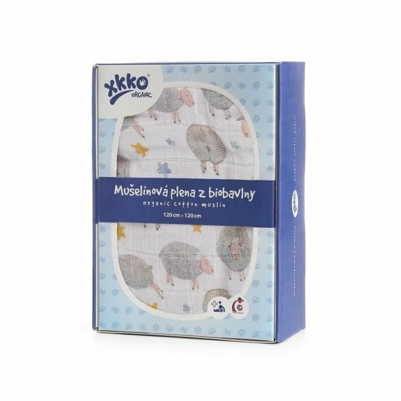 XKKO Organic Biobavlnená plienka 120x120, Dreamy Sheeps 1×1 ks