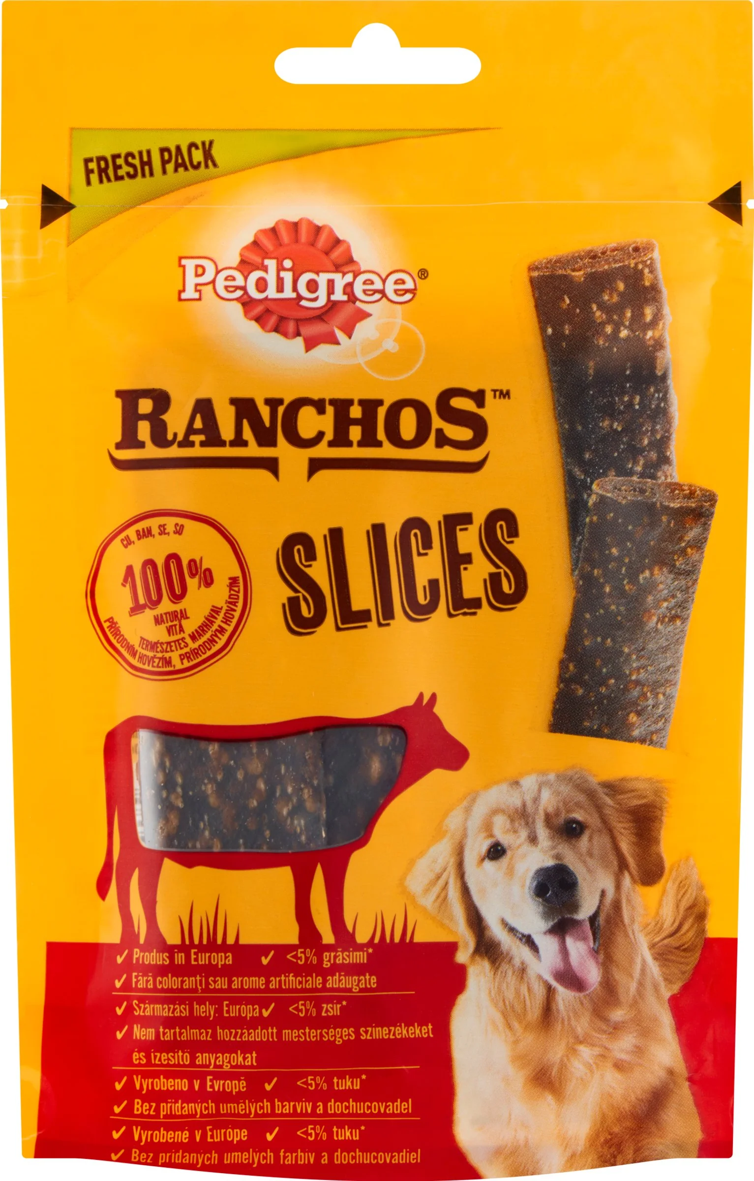 PEDIGREE pochúťka Ranchos hovädzie plátky 60g 1×60 g, pochúťka pre psy