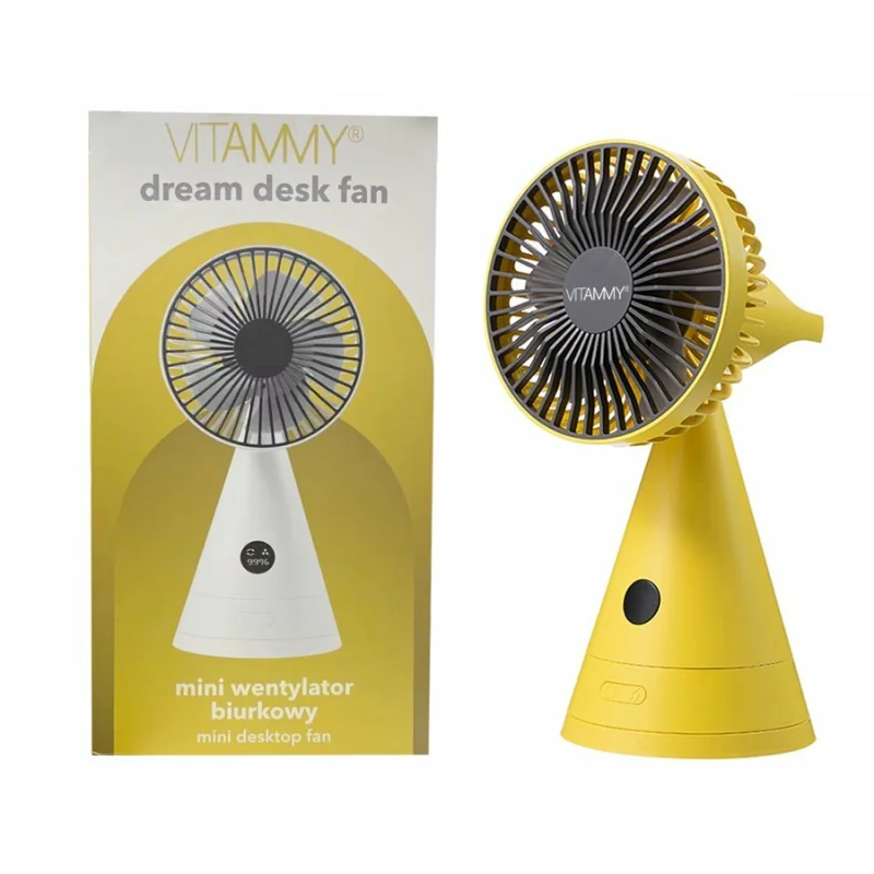 VITAMMY Dream desk fan,  USB mini stolný ventilátor, žltý 