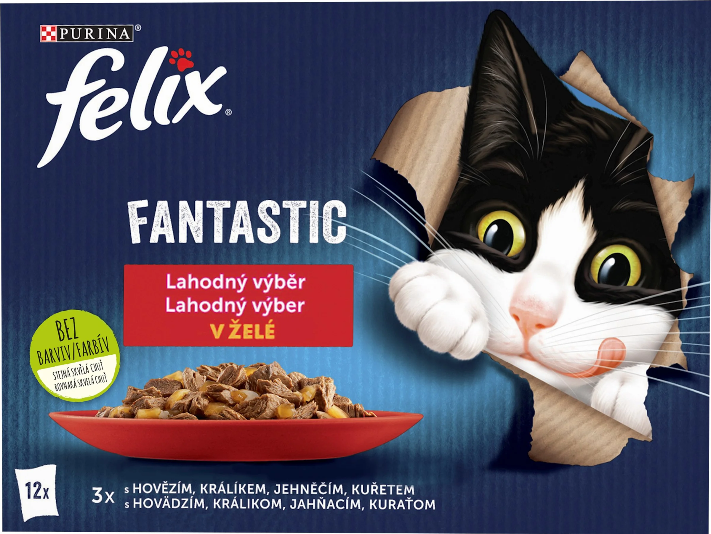 FELIX Fantastic Multipack 6(12x85g) kura/hovädzie/králik/jahňacie v želé