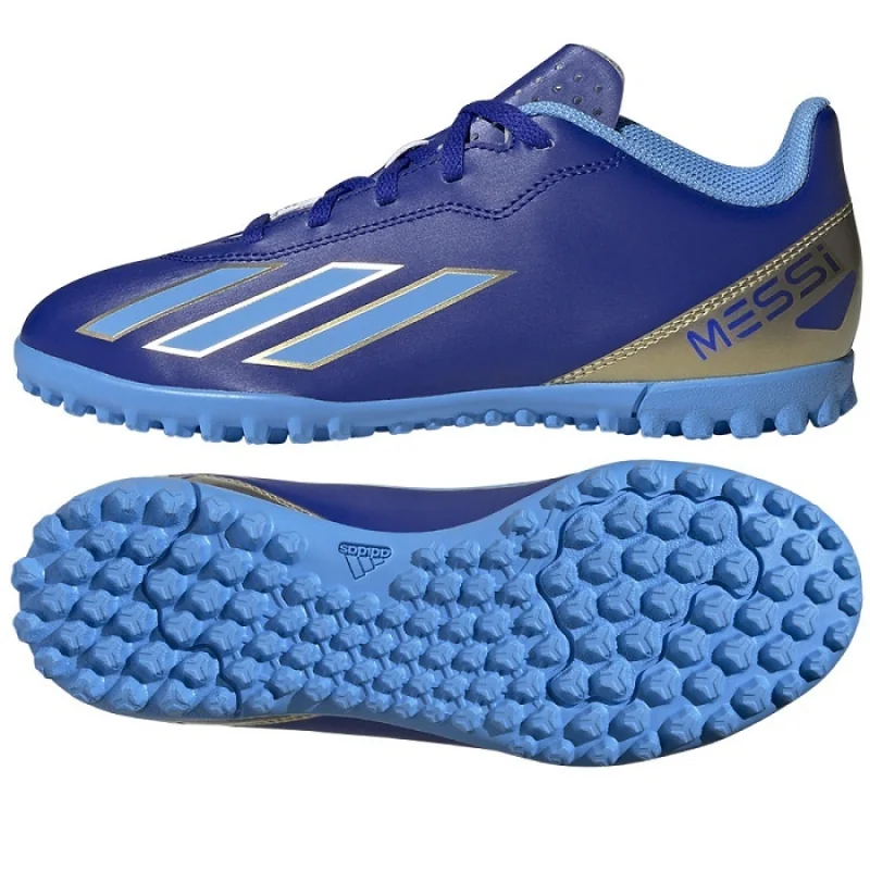 Adidas X CRAZYFAST Club Messi JR TF Detské futbalové kopačky/turfy, modré, veľ. 38 