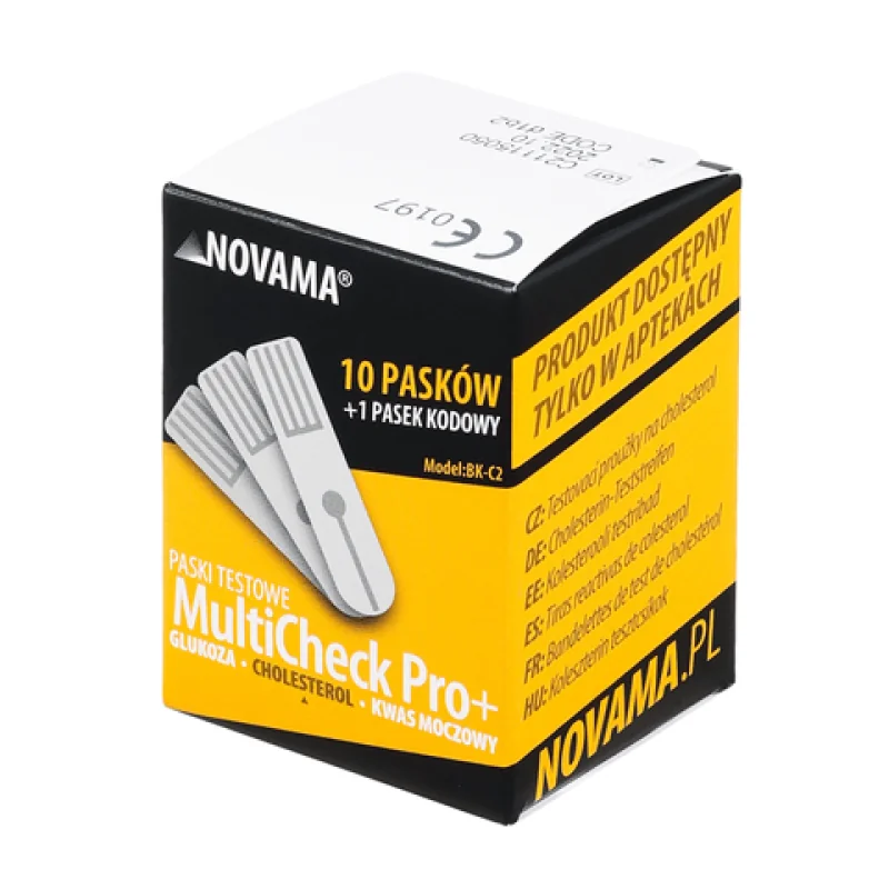 NOVAMA MULTICHECK PRO +, Testovacie prúžky na cholesterol, 10ks TOW017163