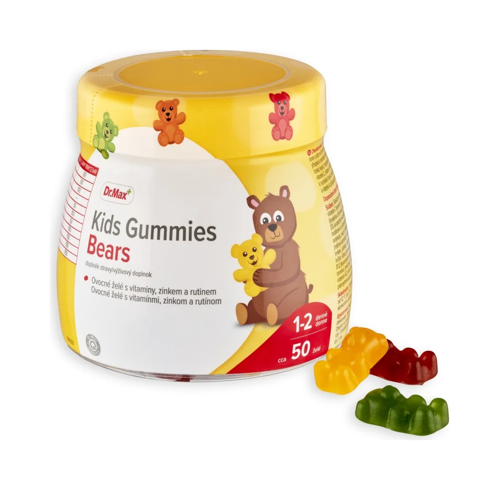 Dr. Max Kids Gummies Bears 1×50 ks, ovocné želé s vitamínmi, zinkom a rutínom