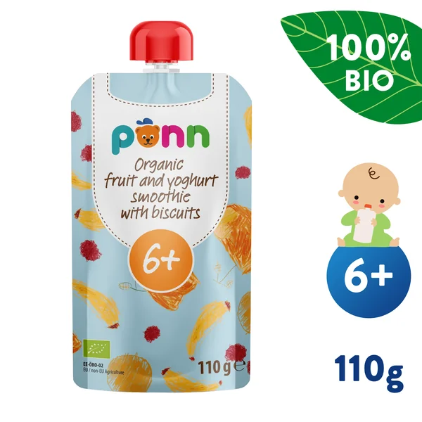 SALVEST Põnn BIO Ovocné smoothie s jogurtom a sušienkami 1×110 g, ovocný príkrm