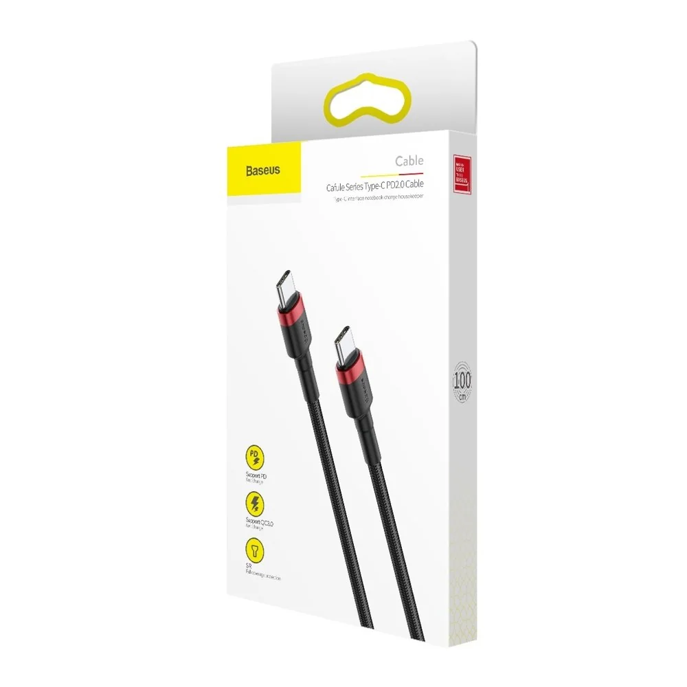 Baseus Cafule kábel USB-C / USB-C 60W QC 3.0 1m, čierny/červený 