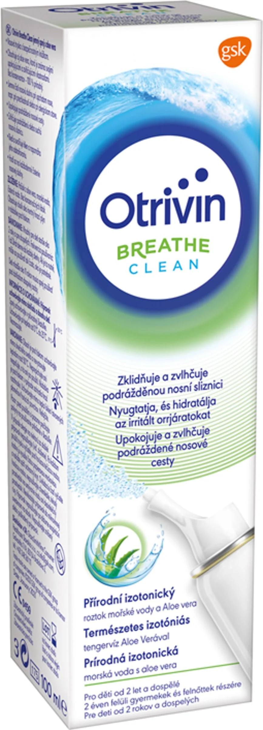 Otrivin Breathe Clean s Aloe vera 1x100 ml, izotonická morská voda na čistenie nosa