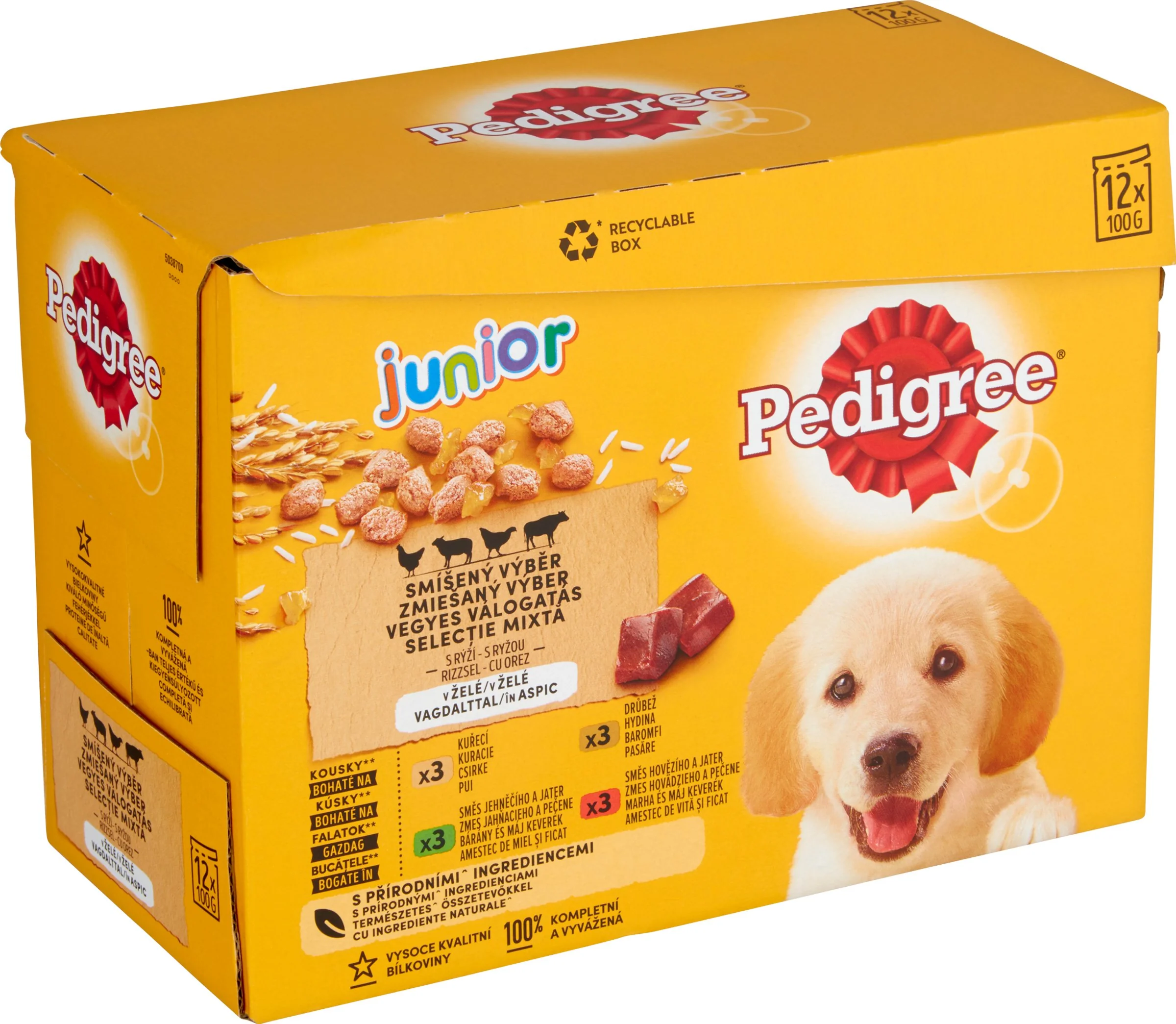 PEDIGREE Kapsička Junior mixovaný výber s ryžou v želé 12pack 12×100 g, kapsička pre psy