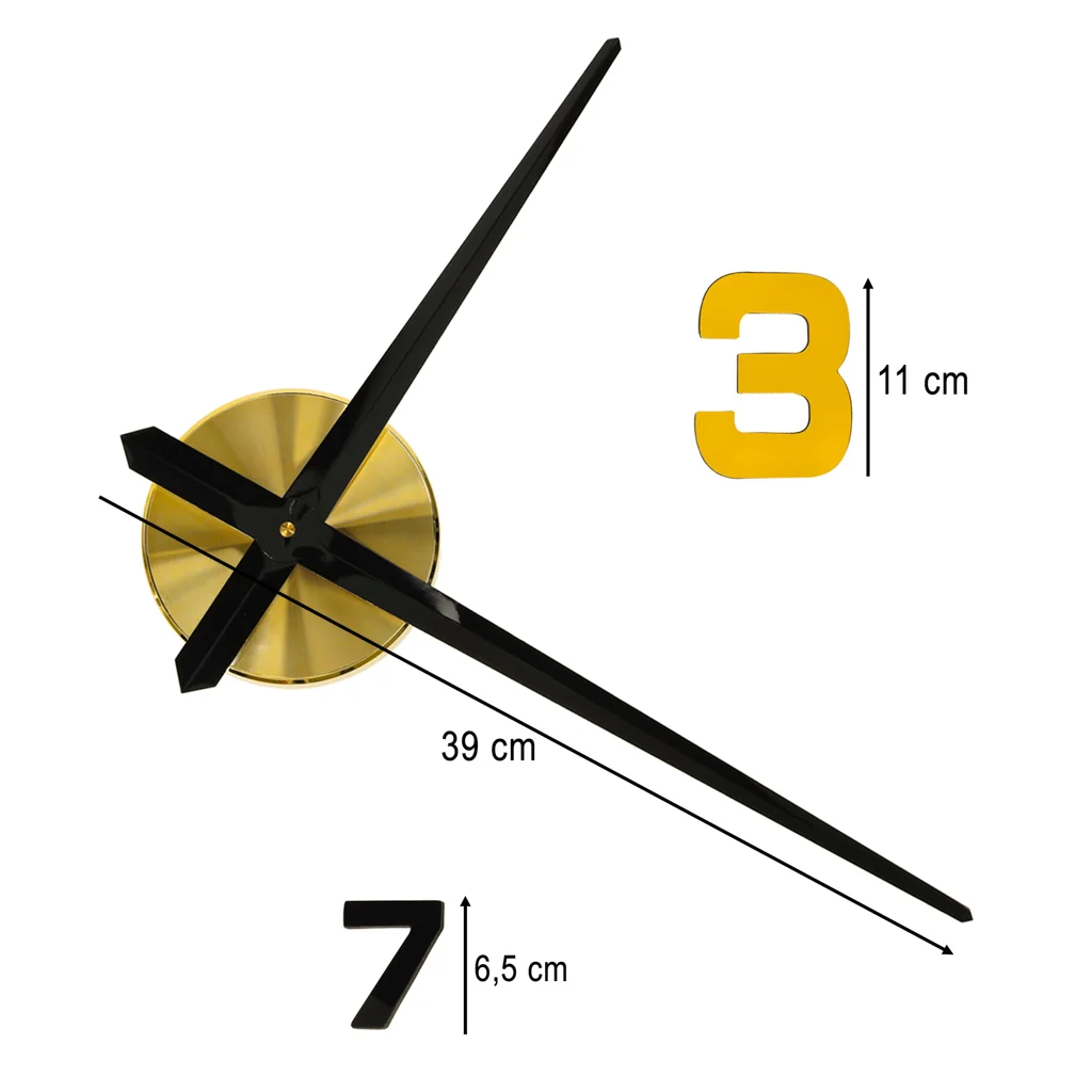 Nálepka nástenné hodiny 12 číslic 100-120 cm čierne ručičky čierne