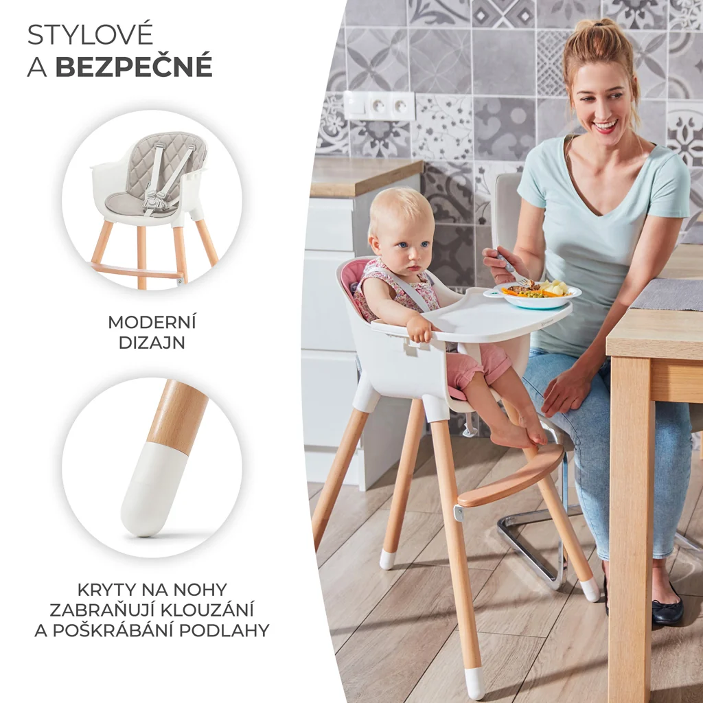 KINDERKRAFT Stolička jedálenská Sienna grey 1×1 ks, jedálenská stolička