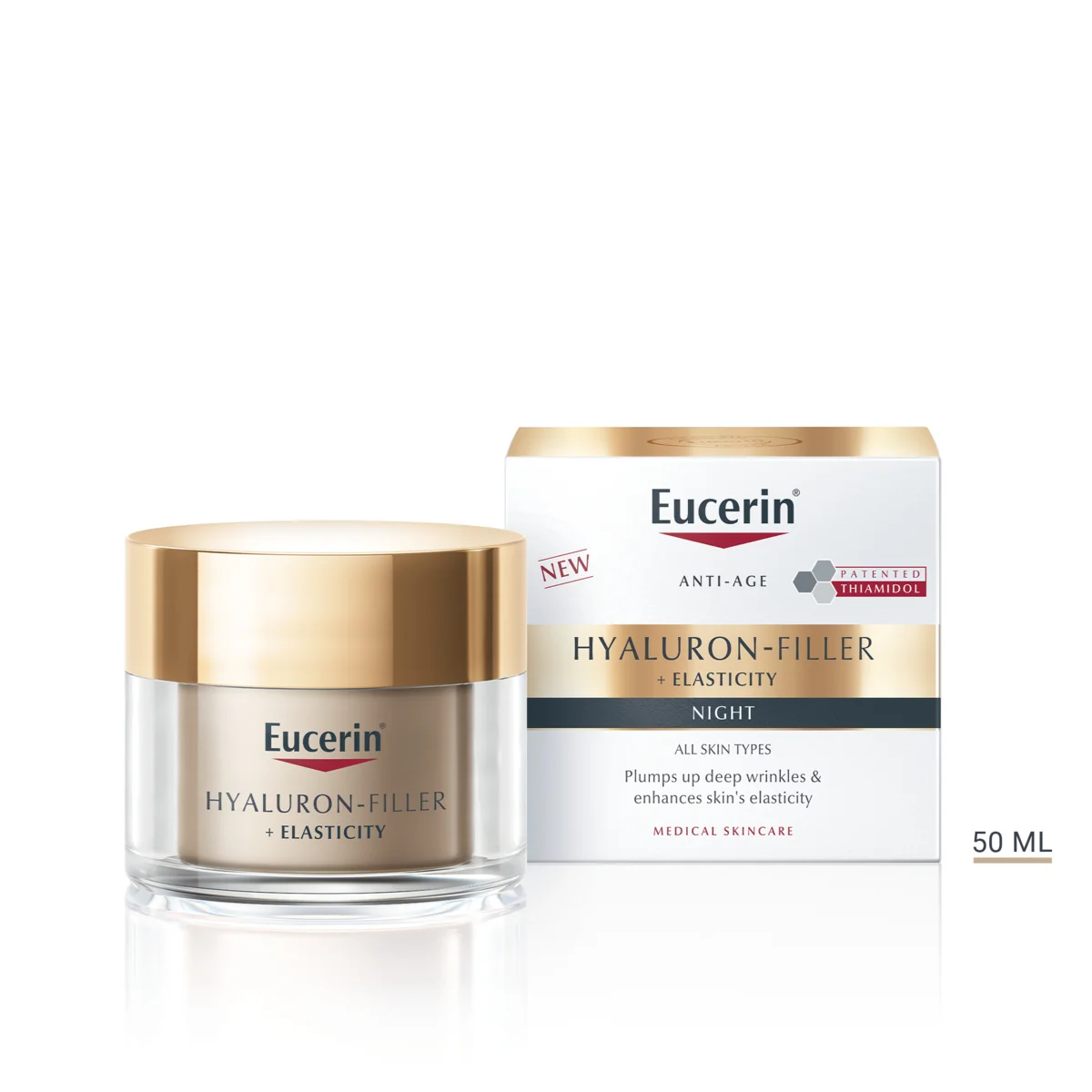 Eucerin HYALURON-FILLER+ELASTICITY nočný krém 1×50 ml, vyplnenie vrások