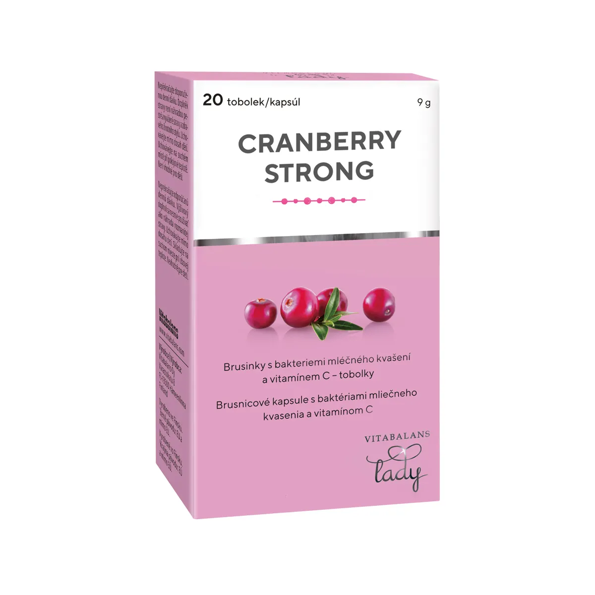 Cranberry Strong 1×20 cps, Brusnicové kapsuly s baktériami mliečneho kvasenia a vitamínom C.