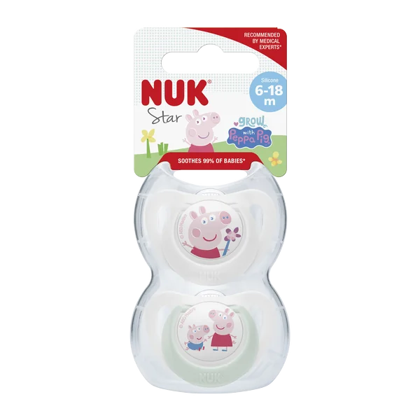 NUK cumlík STAR Peppa Pig 6-18m 1×2 ks, cumlík