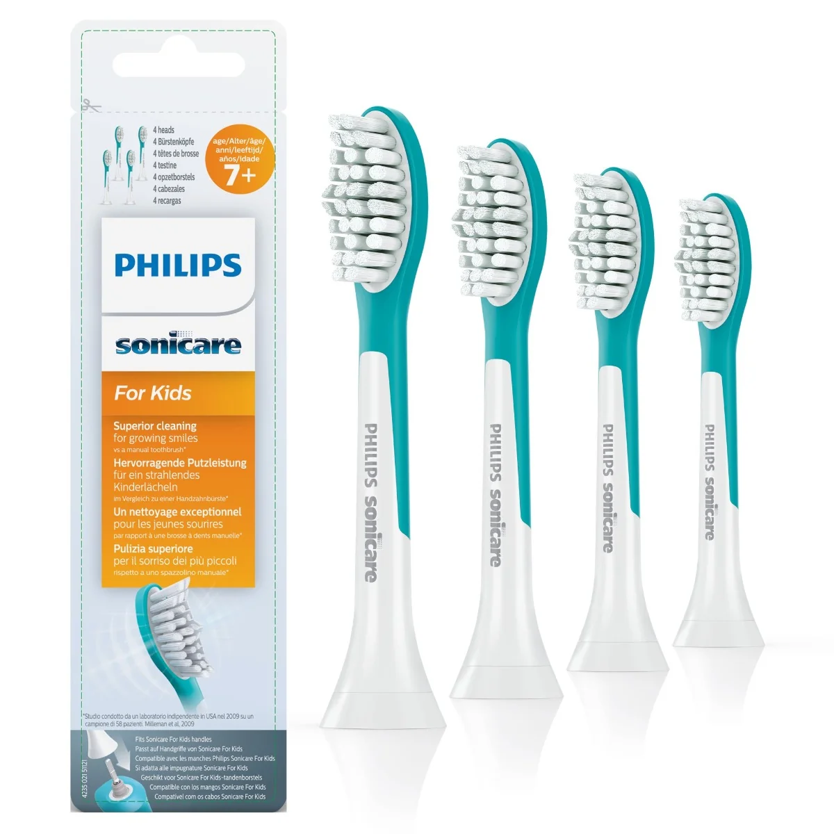 Philips - Nástavce HX6044/33 For Kids Standard pre Sonicare 3. generácie, aqua