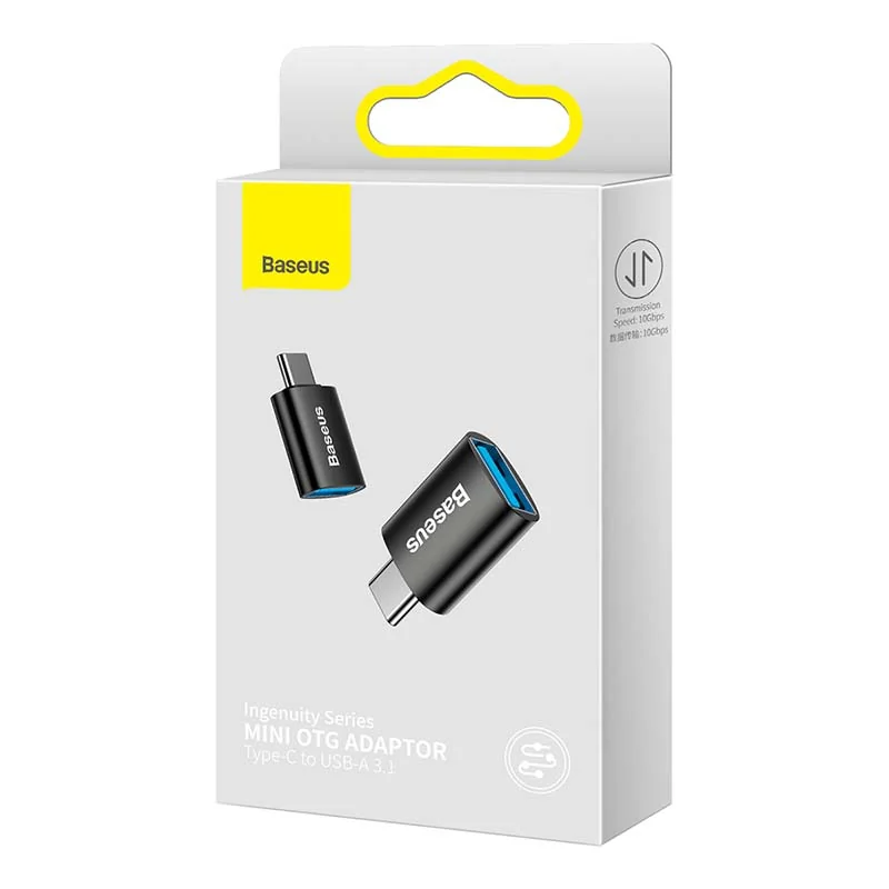 Baseus Ingenuity Mini OTG adaptér USB-C / USB 3.1, čierny 